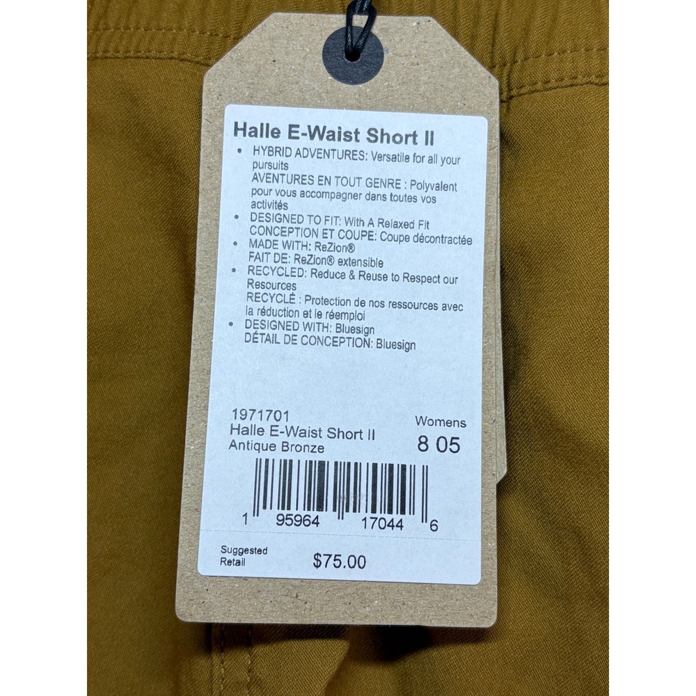 Prana Halle E-Waist Short II Antique Bronze Women Size 8 Hiking Shorts NWT - Picture 6 of 7